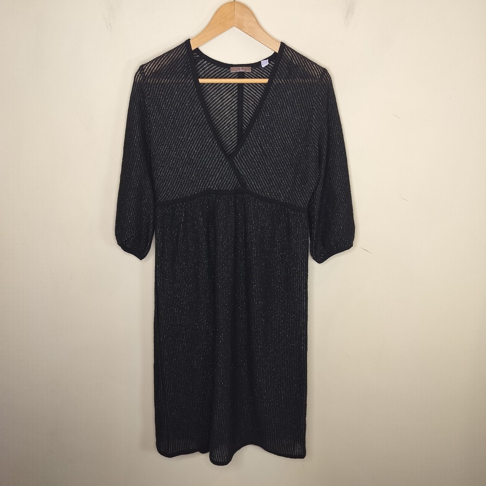 Cullen Sweater Dress Cashmere Metallic V Neck Empire Waist‎